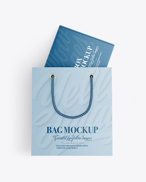 Paper Shopping Bag With Box Mockup