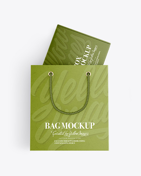 Kraft Paper Shopping Bag With Box Mockup