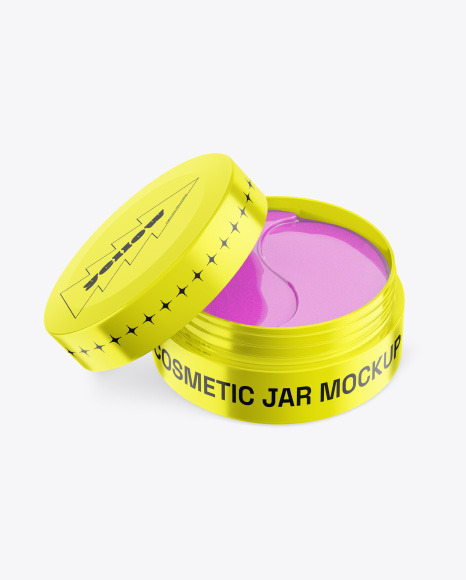 Metallic Cosmetic Jar w/ Patches Mockup