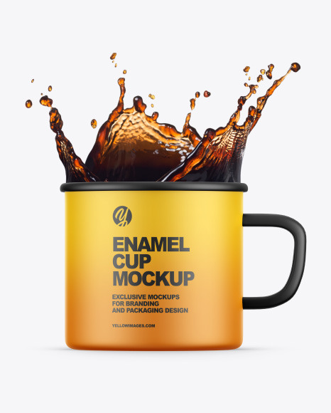 Matte Enamel Cup w/ Splash Mockup