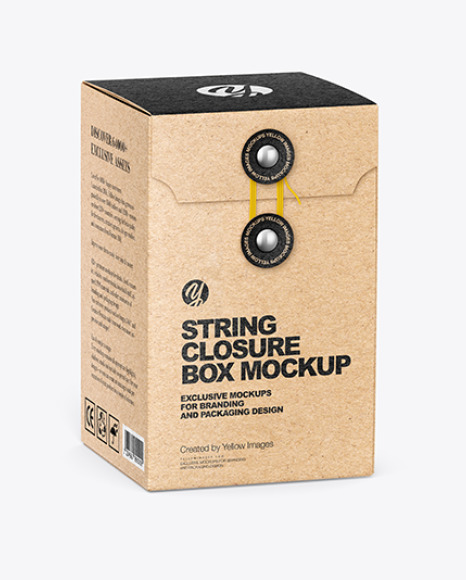Kraft Paper Box With String Closure Mockup