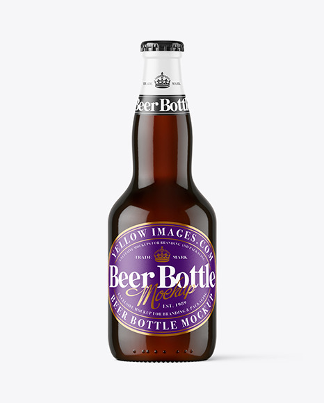 Dark Amber Glass Beer Bottle Mockup