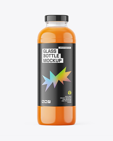 Carrot Juice Glass Bottle Mockup