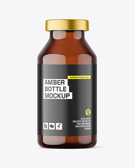 20ml Amber Glass Bottle w/ Crimp Seal Cap Mockup