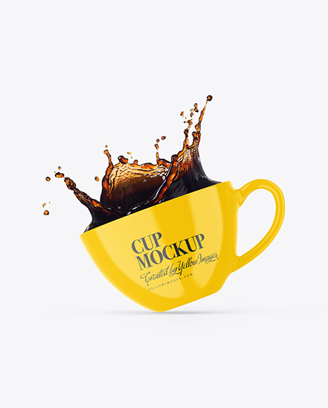 Glossy Cup w/ Coffee Splash Mockup
