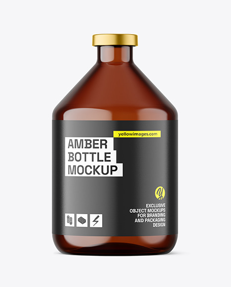 200ml Amber Glass Bottle w Crimp Seal Cap Mockup