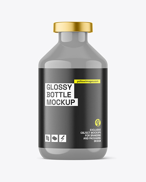 50ml Glossy Bottle w Crimp Seal Cap Mockup