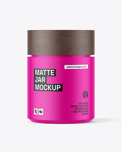 Matte Jar with Wooden Cap Mockup