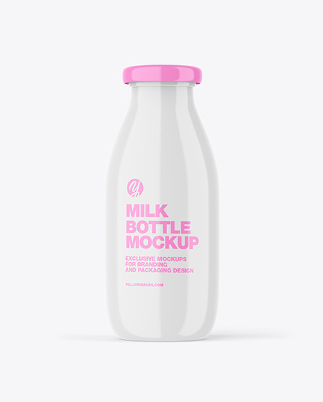 Glossy Plastic Milk Bottle Mockup