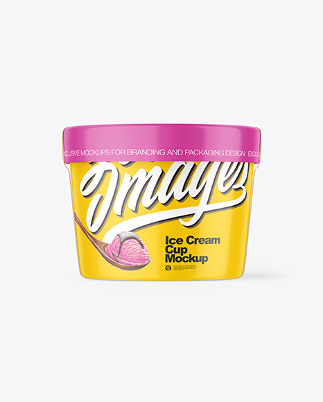 Glossy Ice Cream Cup w/ Label Mockup