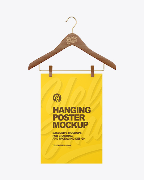 Paper Poster on Wooden Hanger Mockup