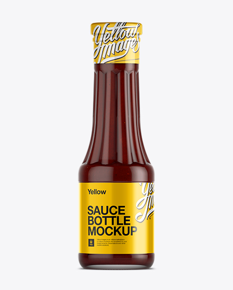Glass Bottle W/ BBQ Sauce Mockup