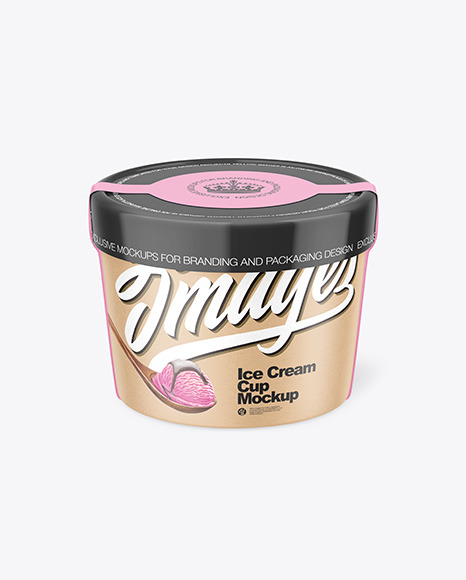 Kraft Ice Cream Cup w/ Label Mockup