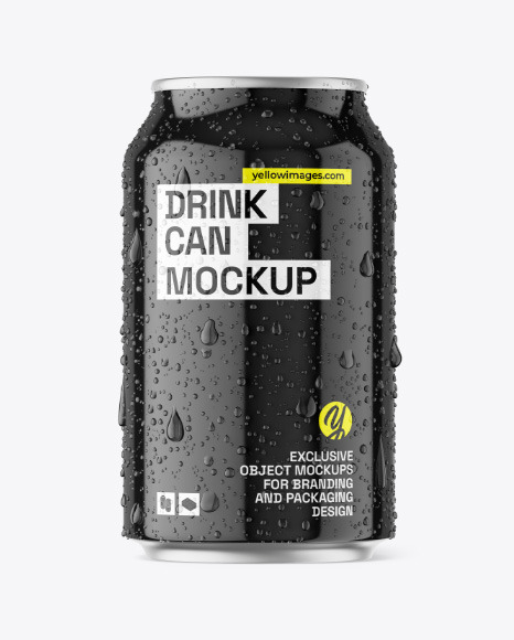 330ml Glossy Drink Can w/ Condensation Mockup