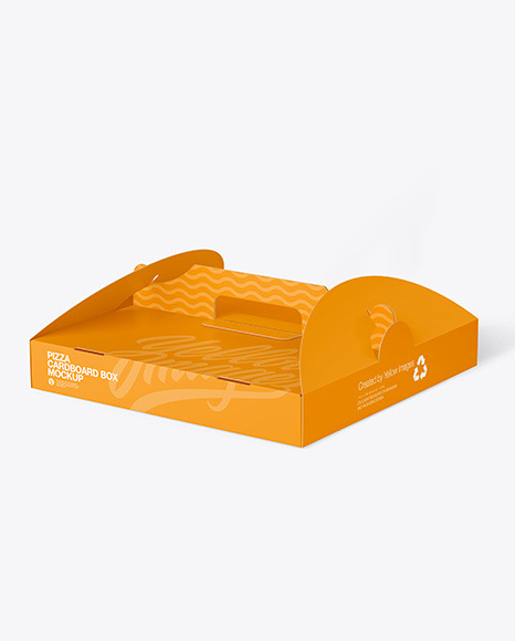 Cardboard Pizza Box w/ Handle Mockup
