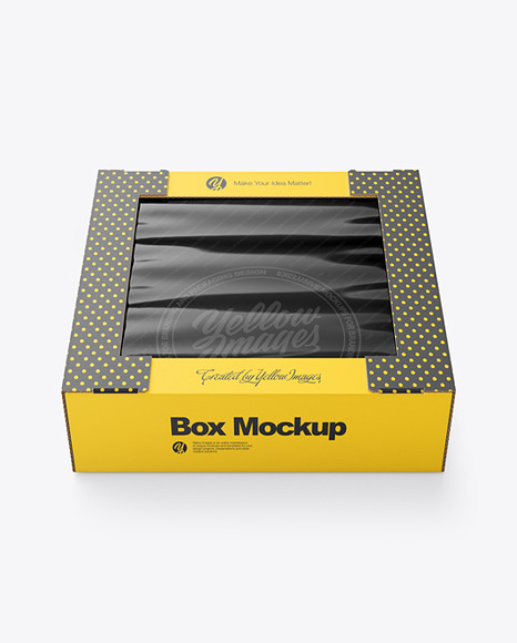 Cardboard Box w/ Glossy Film Mockup