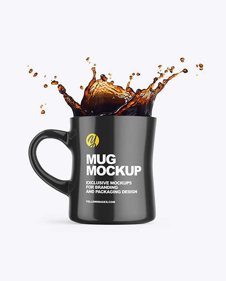 Glossy Mug w/ Coffee Splash Mockup