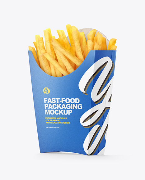 Matte Paper Large Size Packaging w/ French Fries Mockup