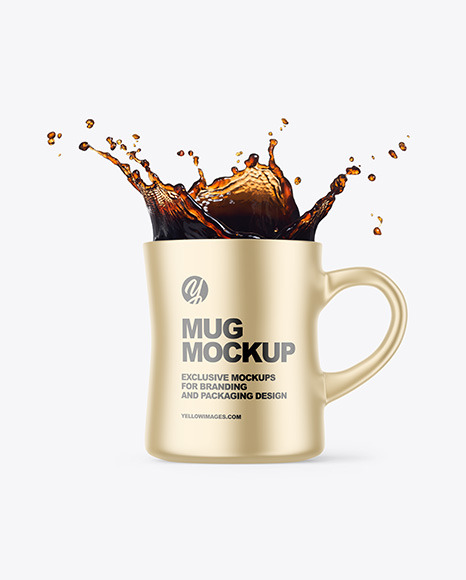Metallic Mug w/ Coffee Splash Mockup