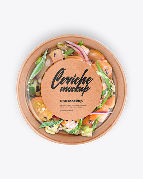 Paper Bowl with Ceviche Mockup