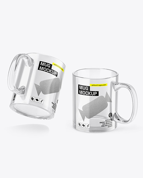 Two Clear Glass Mugs Mockup