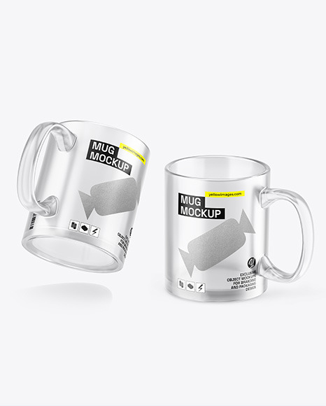 Two Frosted Glass Mugs Mockup