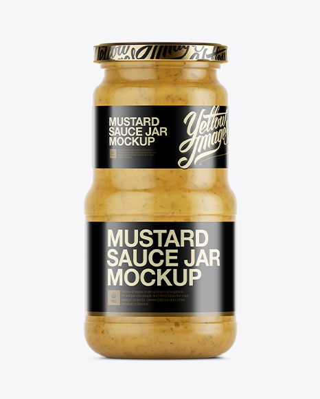 Glass Jar of Mustard Sauce Mockup