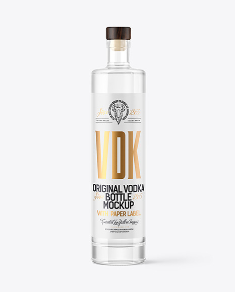 500ml Clear Glass Vodka Bottle Mockup