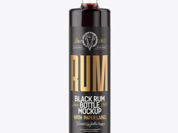 500ml Clear Glass Black Rum Bottle  Mockup