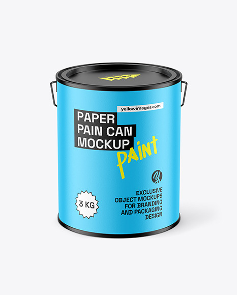 Paint Can w/ Paper Label Mockup