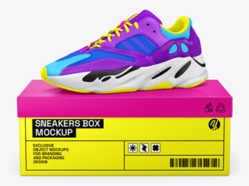 Sneaker with Box Mockup