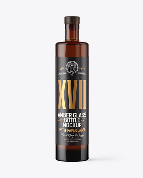 500ml Amber Glass Bottle Mockup