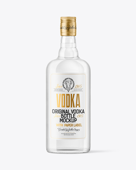 500ml Clear Glass Vodka Bottle Mockup