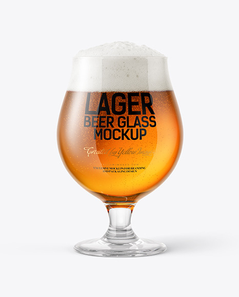 Tulip Glass With Lager Beer Mockup