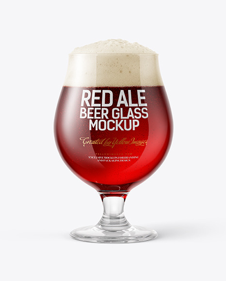 Tulip Glass With Red Ale Beer Mockup