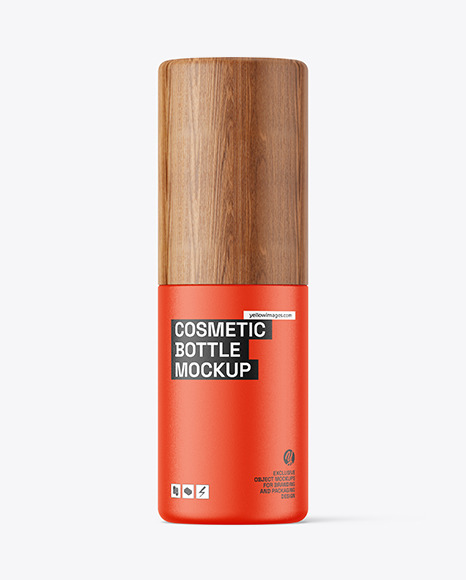 Matte Bottle with Wooden Cap Mockup