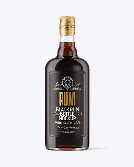 500ml Clear Glass Black Rum Bottle Mockup