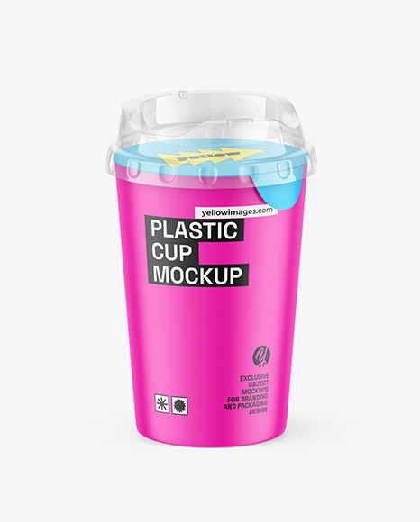 Matte Cup with Transparent Cap Mockup