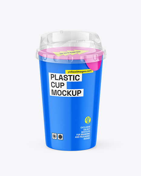 Glossy Cup with Transparent Cap Mockup