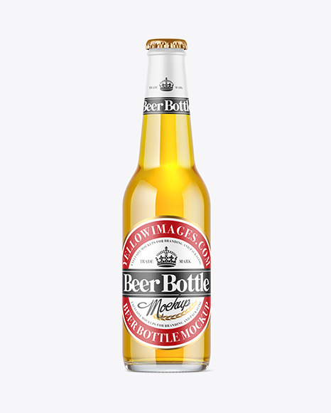330ml Clear Glass Beer Bottle Mockup