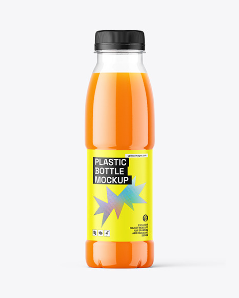 Clear Plastic Carrot Juice Bottle Mockup