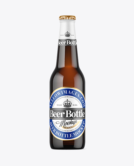 330ml Amber Glass Beer Bottle Mockup