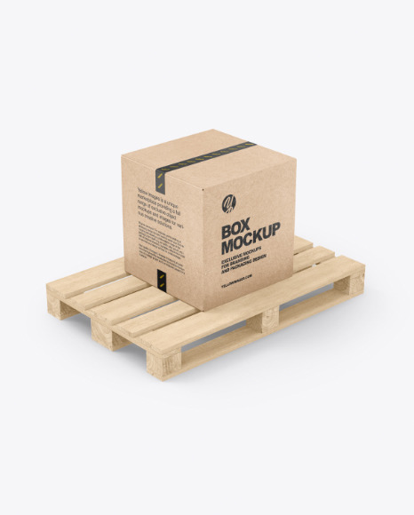 Wood Pallet With Kraft Box Mockup