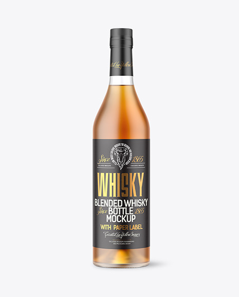 750ml Frosted Glass w/ Whiskey Bottle Mockup