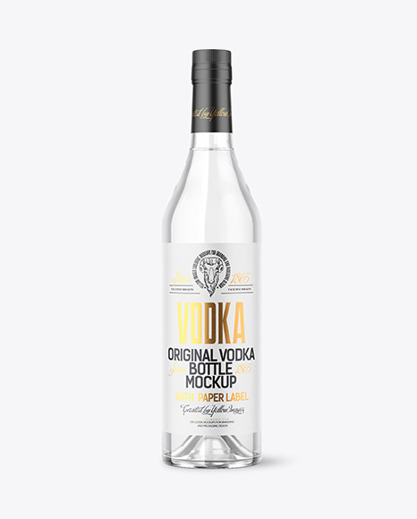 750ml Clear Glass w/ Vodka Bottle Mockup
