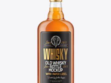 500ml Clear Glass Whiskey Bottle Mockup