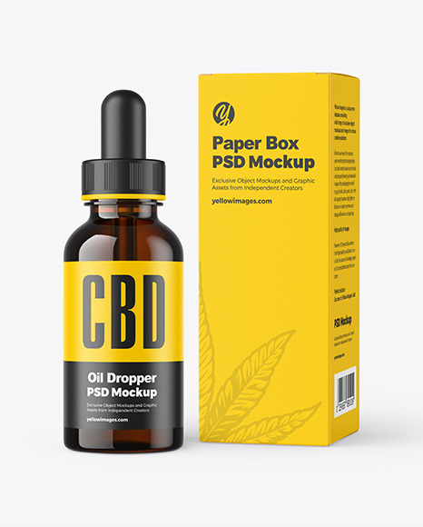 CBD Oil Dropper with Box Mockup