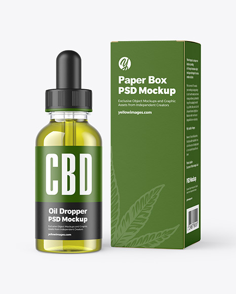 CBD Oil Dropper with Box Mockup