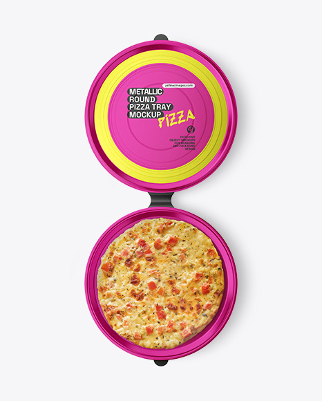 Metallic Round Tray With Pizza Mockup