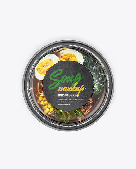 Plastic Bowl With Soup Mockup